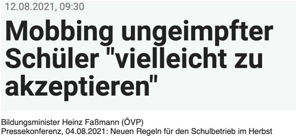 2021_08_04_Fassmann_Hänselei ungeimpfter Schüler vielleicht zu akzeptieren_Pressekonferenz