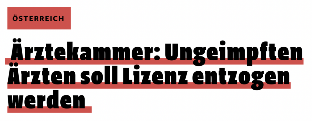 2021_12_07_Ungeimpften Ärzten soll Lizenz entzogen werden (Vienna Online)