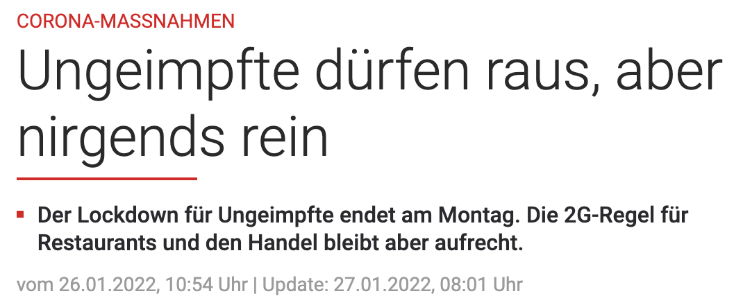 2022_01_26_Ungeimpfte dürfen raus, aber nirgends rein (Wiener Zeitung)